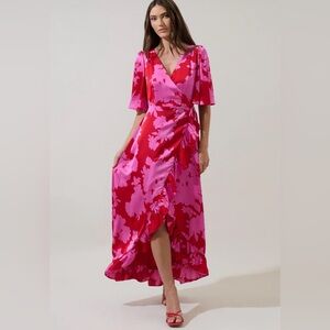Sugarlips High Low Floral Dress in Red and Pink